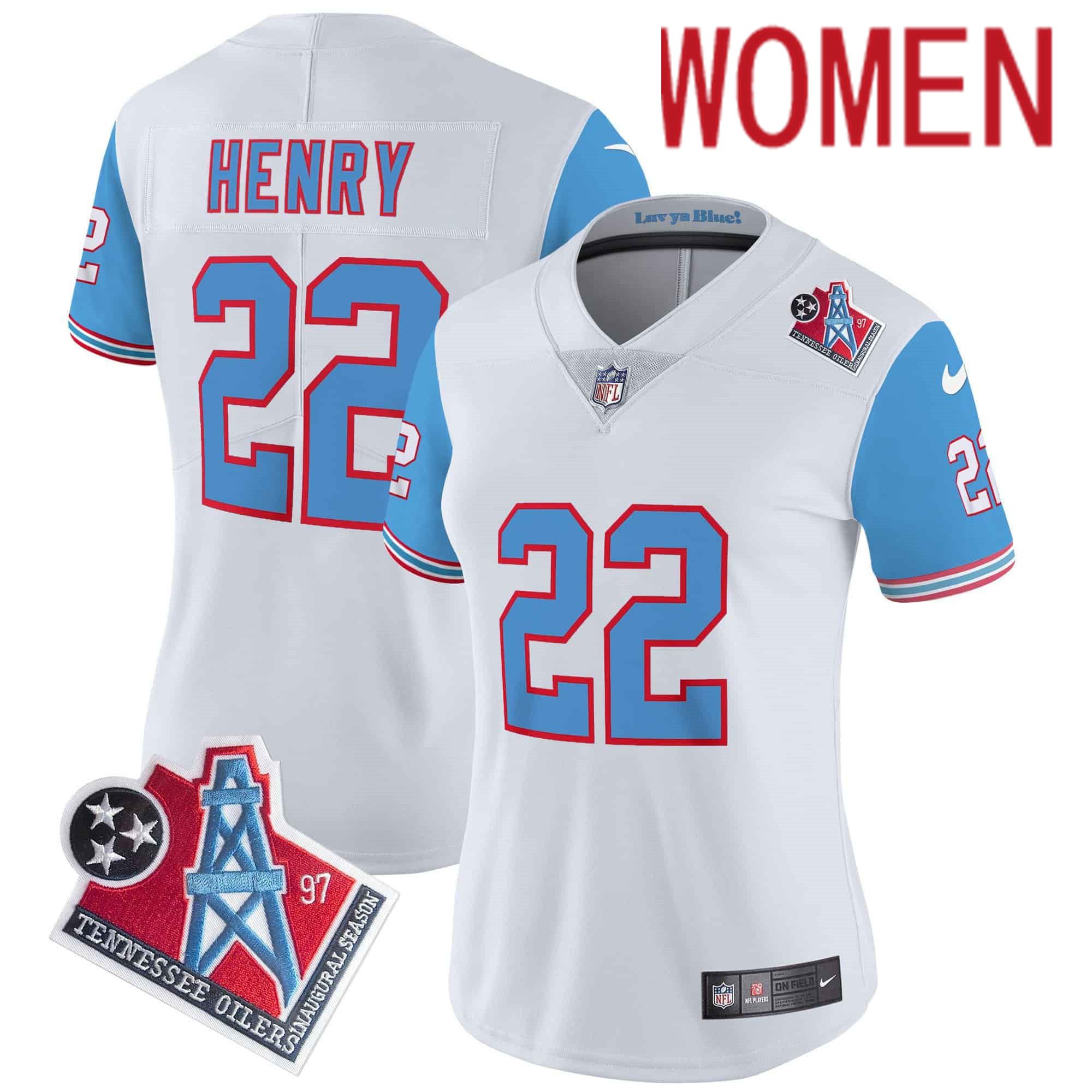 Women Tennessee Titans #22 Henry White 1997 Throwback 2024 Nike Limited Vapor NFL Jersey style 1